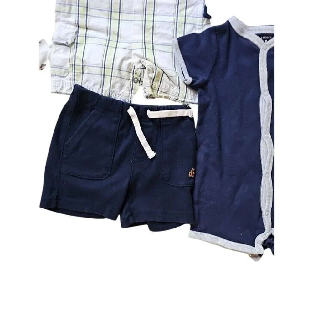 Carter's Gap Baby Boy 6-9 Months Clothes Bundle 7pc Romper Sleeper Shorts Plaid